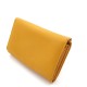Дамско портмоне от естествена кожа в цвят горчица с много прегради