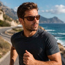 Мъжки спортни слънчеви очила с поляризация Polarized – кафява рамка, прилепващ модел