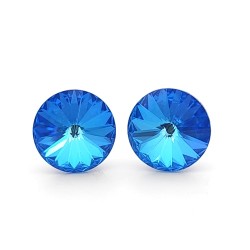 Mедицински обеци сваровски на винт в синьо зелен цвят- Bermuda Blue 