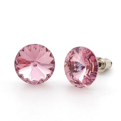 Сваровски обеци Light Rose – Обеци по ухото с розов камък 12 мм