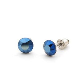 Обеци по ухото с кристали Сваровски Metalic Blue – Xirius 7 мм